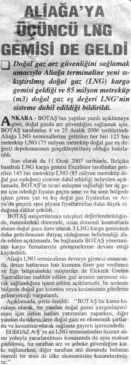 Aliağa'ya Üçüncü LNG Gemisi de Geldi Aliağa'ya Üçüncü LNG Gemisi de Geldi