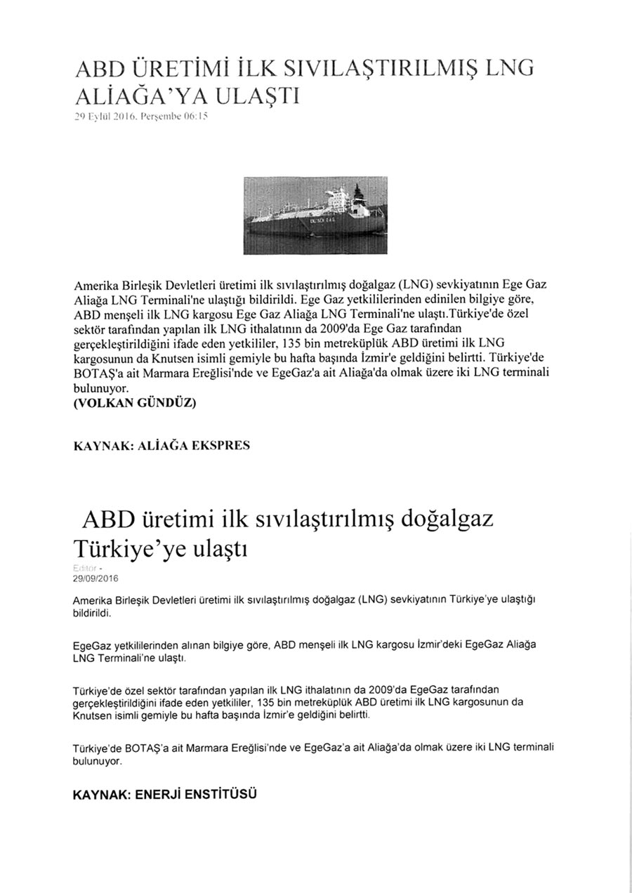 ABD Üretimi İlk Sıvılaştırılmış LNG Aliağa'da ABD Üretimi İlk Sıvılaştırılmış LNG Aliağa'da